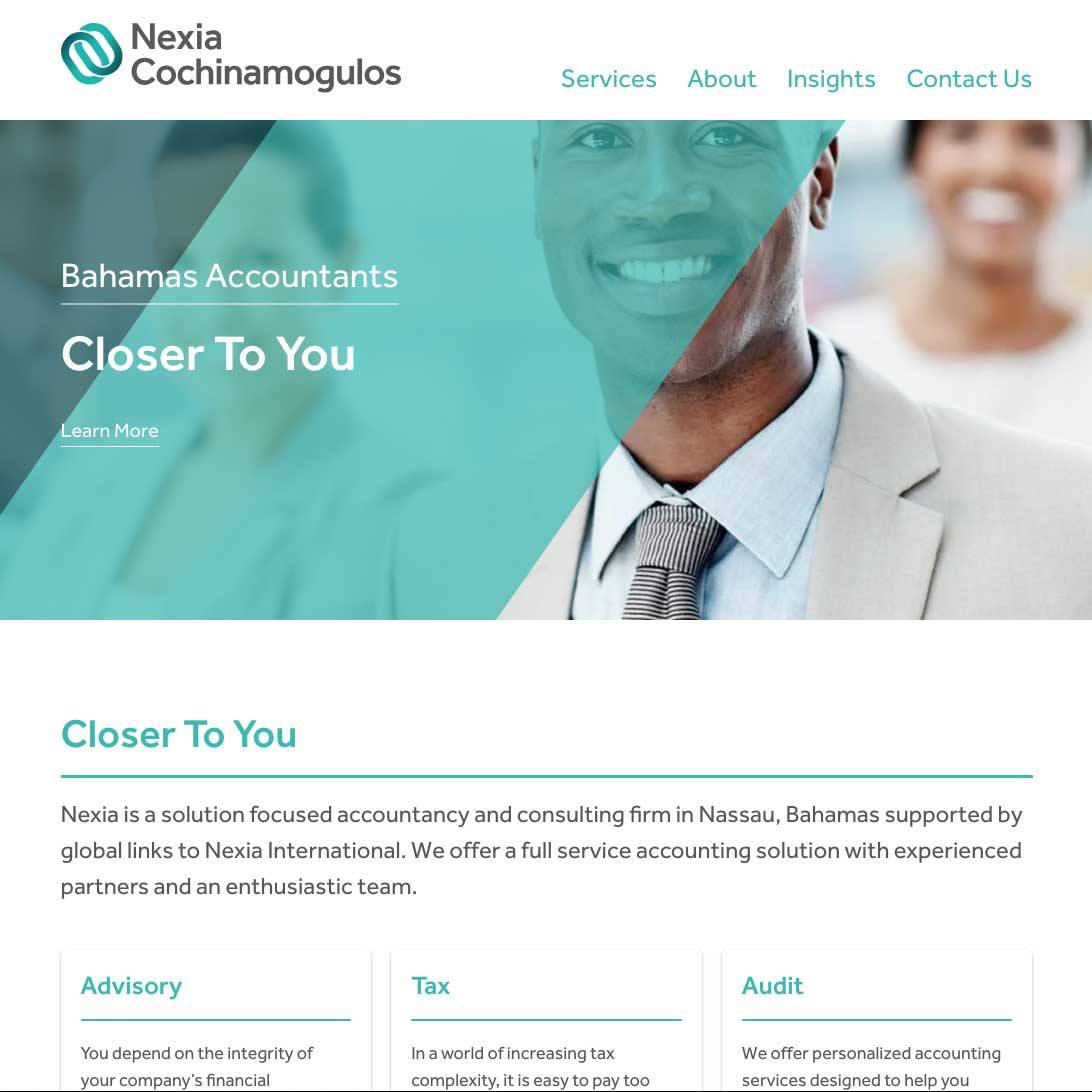 Snapshot of Nexia Financial Solutions Bahamas website homepage
